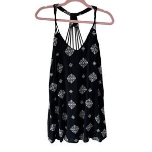 Sequin Hearts Boho T-Strap Geometric Embroidered Sundress Size Extra Small Indie